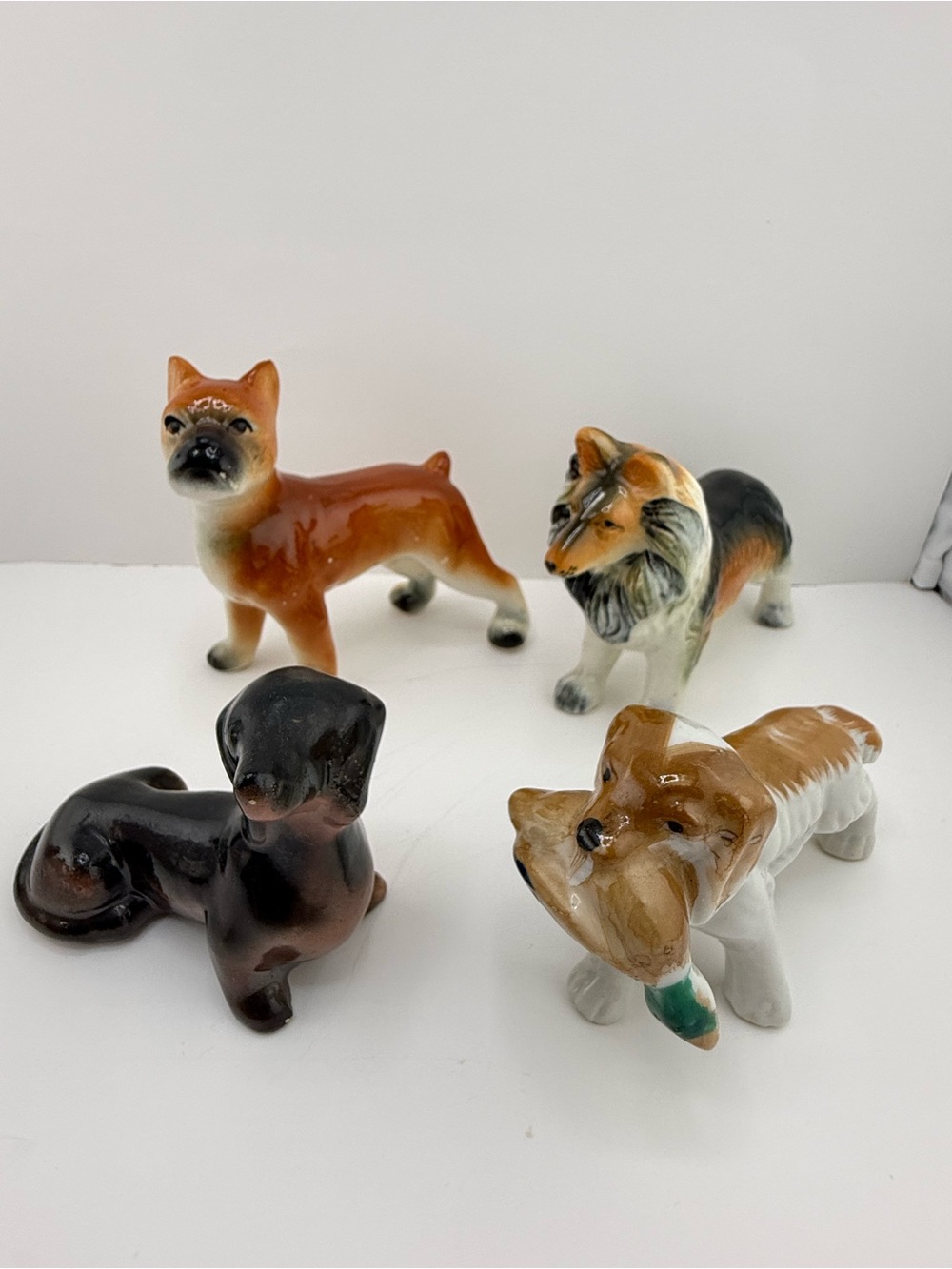 Set of 4 Vintage Ceramic Dog Figurines